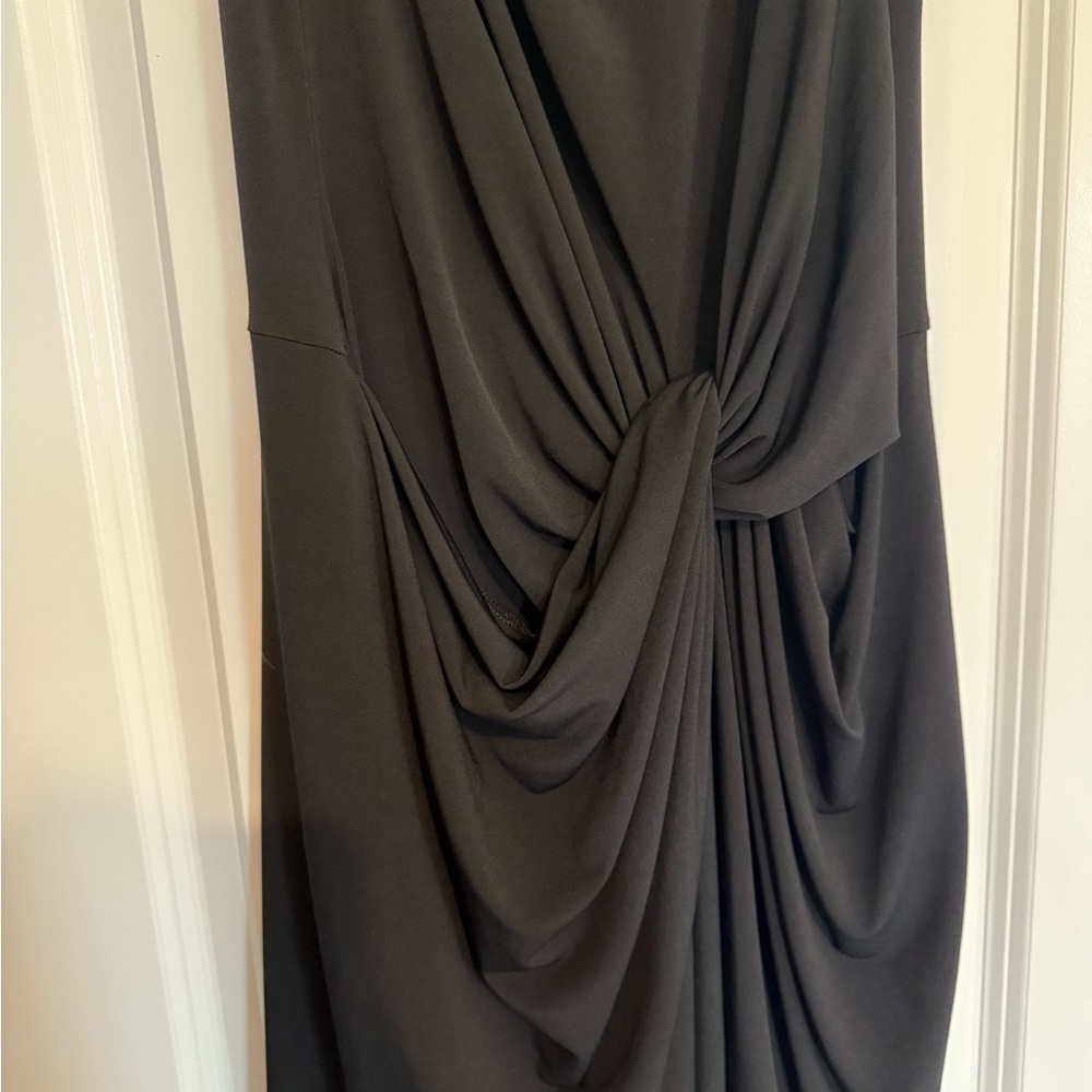 New York & Company Black Asymmetrical Ruched Sheath Dress - Picture 4 of 4